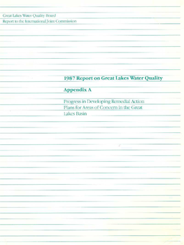 1987 Report on Great Lakes Water Quality Appendix A