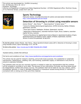 Detection of Throwing in Cricket Using Wearable Sensors