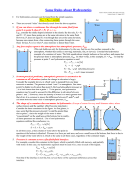 Some Rules About Hydrostatics Author: John M