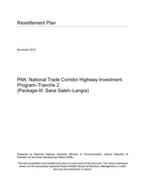National Trade Corridor Highway Investment Program–Tranche 2 (Package-III: Sarai Saleh–Langra)