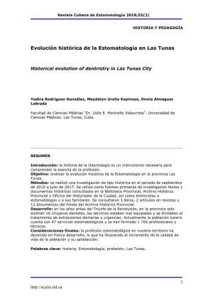 Evolución Histórica De La Estomatología En Las Tunas