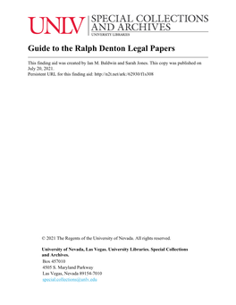 Guide to the Ralph Denton Legal Papers