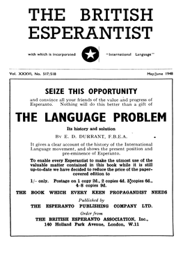 THE LANGUAGE PROBLEM Its History and Solution S B Y E