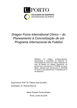Dragon Force International Clinics – Do Planeamento À Concretização De Um Programa Internacional De Futebol