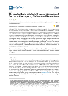 The Secular Realm As Interfaith Space: Discourse and Practice in Contemporary Multicultural Nation-States