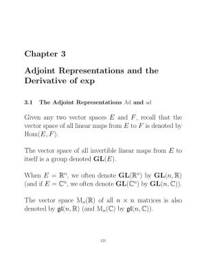 Chapter 3 Adjoint Representations and the Derivative Of