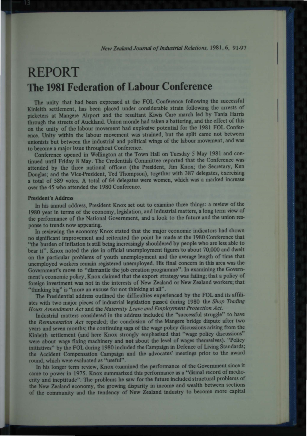 The 1981 Federation of Labour Cõ Nference