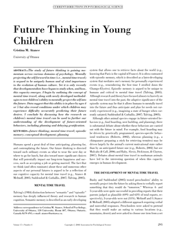 Future Thinking in Young Children Cristina M
