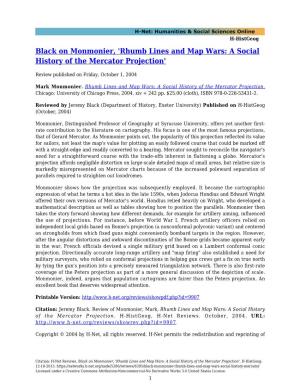 Black on Monmonier, 'Rhumb Lines and Map Wars: a Social History of the Mercator Projection'