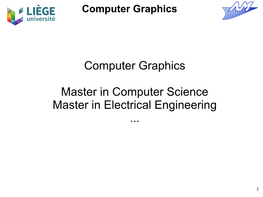 Computer Graphics Master in Computer Science Master In