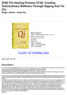 The Healing Promise of Qi: Creating Extraordinary Wellness Through Qigong and Tai Chi Roger Jahnke - Book Free