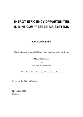 Energy Efficiency Opportunities in Mine Compressed Air Systems
