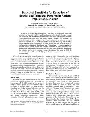 Statistical Sensitivity for Detection of Spatial and Temporal Patterns in Rodent Population Densities