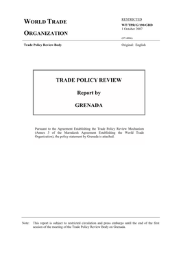 TRADE POLICY REVIEW Report by GRENADA