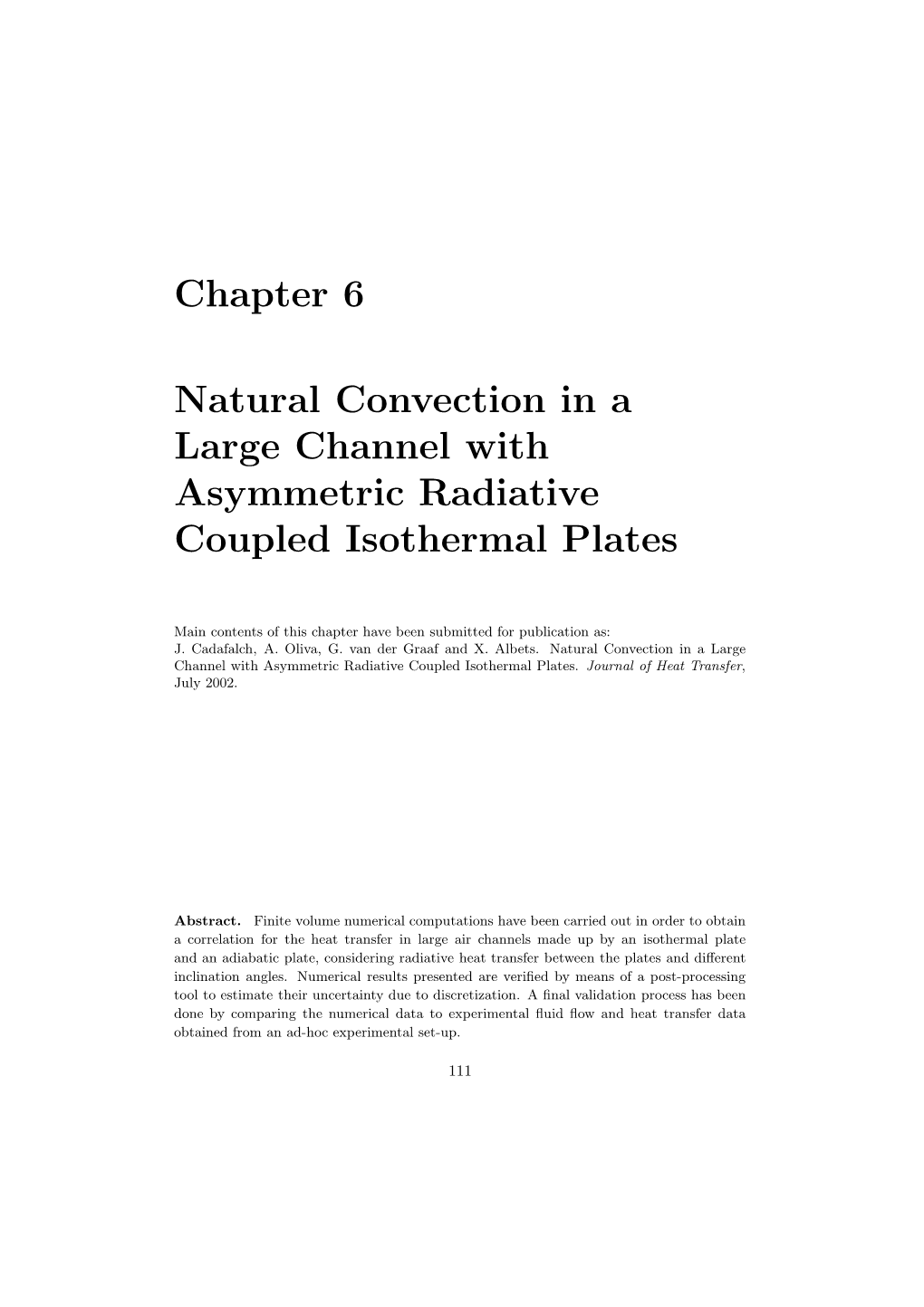 Chapter 6 Natural Convection in a Large Channel with Asymmetric
