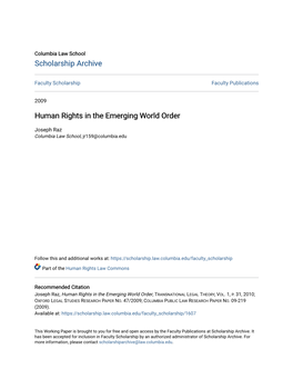 Human Rights in the Emerging World Order
