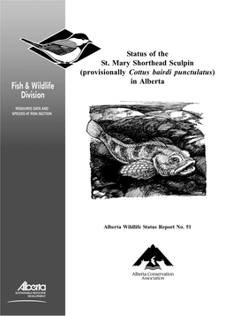 Status of the St. Mary Shorthead Sculpin (Provisionally Cottus Bairdi Punctulatus) in Alberta