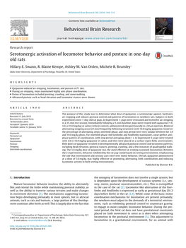 Serotonergic Activiation of Locomotor Behavior and Posture in One-Day