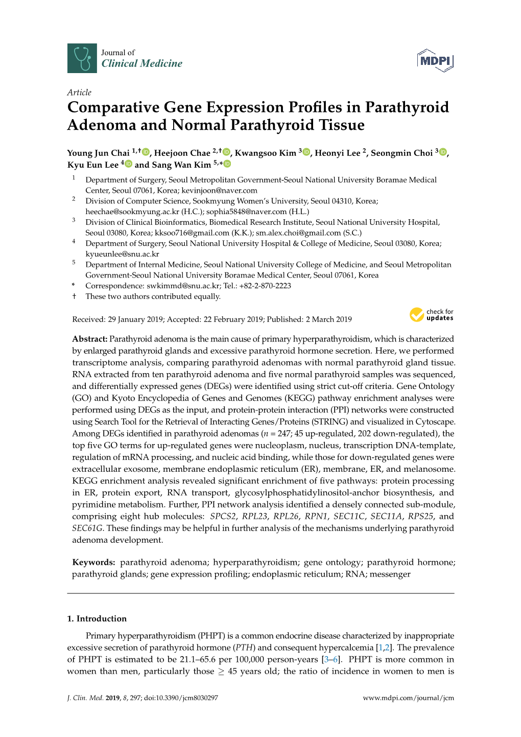 Comparative Gene Expression Profiles in Parathyroid Adenoma