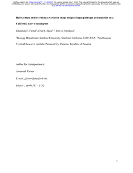 Habitat Type and Interannual Variation Shape Unique Fungal Pathogen Communities on A