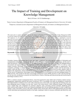 The Impact of Training and Development on Knowledge Management