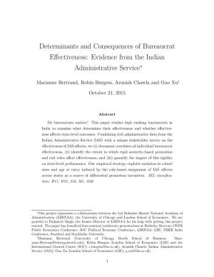 Determinants and Consequences of Bureaucrat Effectiveness: Evidence