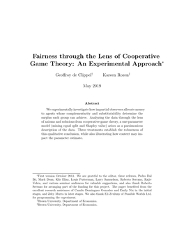 Fairness Through the Lens of Cooperative Game Theory: an Experimental Approach∗