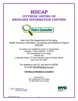Hiicap Citywide Listing of Medicare Information Centers