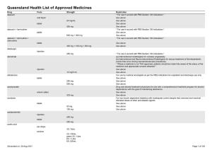 Queensland Health List of Approved Medicines