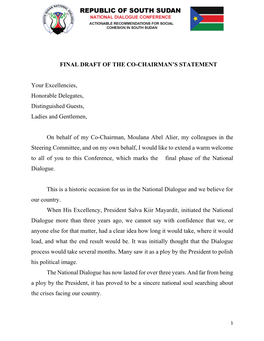 Final Draft of the Co-Chairman's Statement