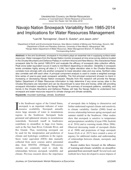 Navajo Nation Snowpack Variability from 1985-2014 and Implications for Water Resources Management *Lani M