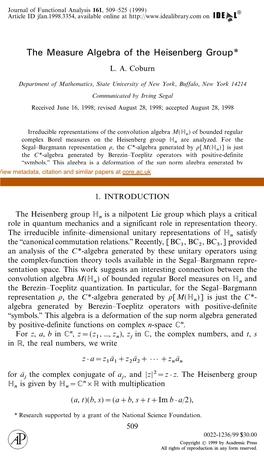 The Measure Algebra of the Heisenberg Group* L