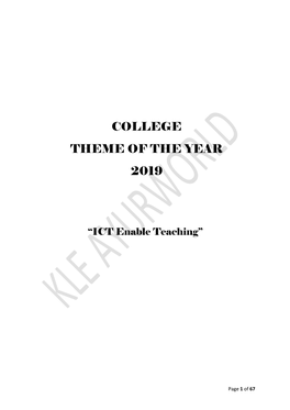 College Theme of the Year 2019