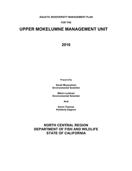 Upper Mokelumne Management Unit