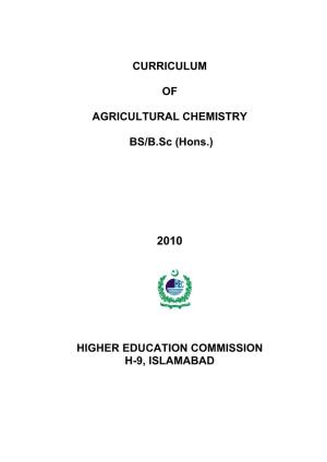 CURRICULUM of AGRICULTURAL CHEMISTRY BS/B.Sc (Hons.)