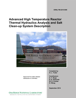Advanced High Temperature Reactor Thermal Hydraulics Analysis and Salt Clean-Up System Description