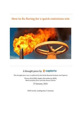 How to Fix Flaring for a Quick Emissions Win
