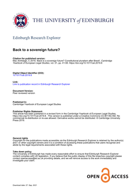 Constitutional Pluralism After Brexit', Cambridge Yearbook of European Legal Studies, Vol