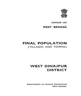 Final Population (Villages and Towns) Dinajpur, West Bengal