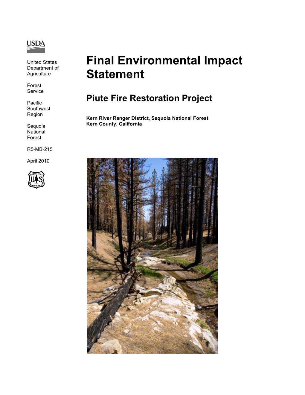Environmental Impact Statement: Piute Fire Restoration Project