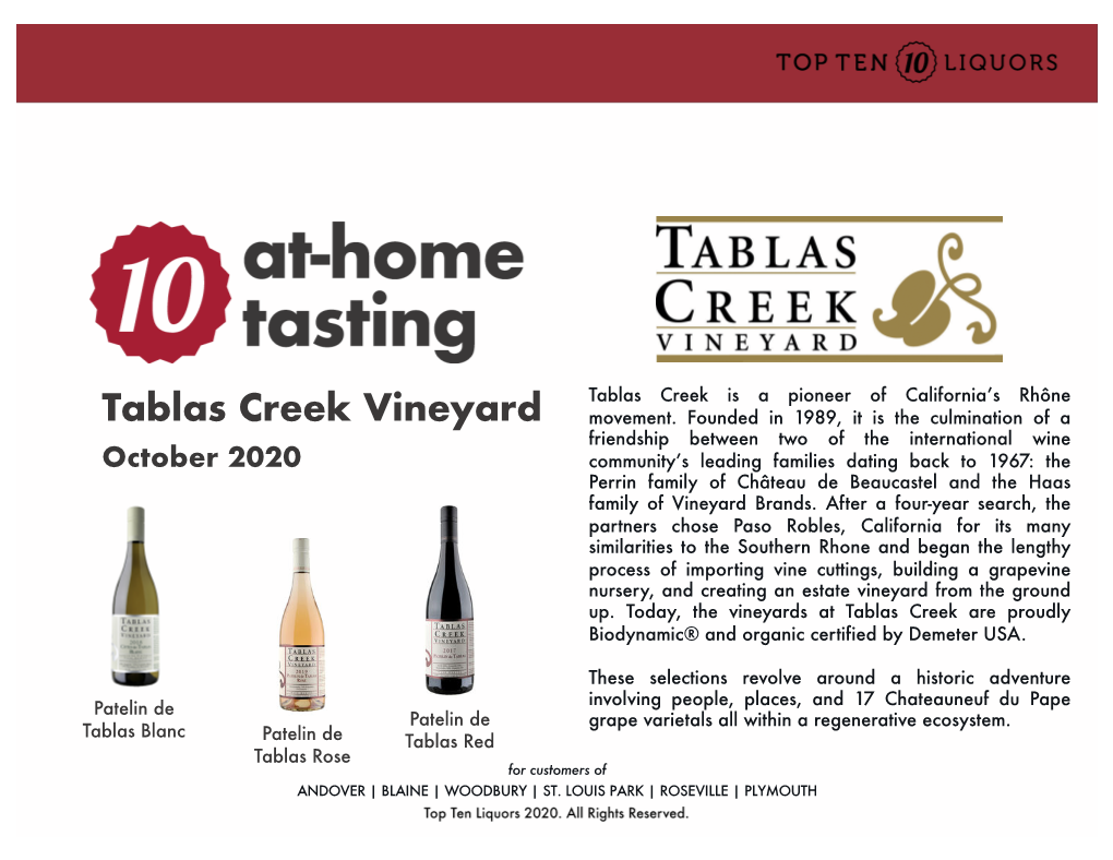 Tablas Creek Vineyard Movement