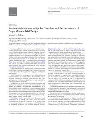(CINP) Treatment Guidelines for Bipolar Disorder in Adults (CINP-BD-2017), Part 1: Background and Methods of the Development of Guidelines Konstantinos N