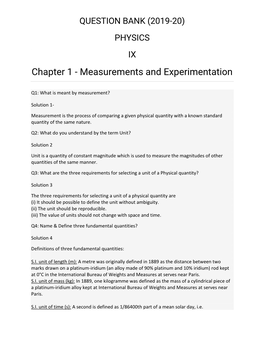 Chapter 1 - Measurements and Experimentation