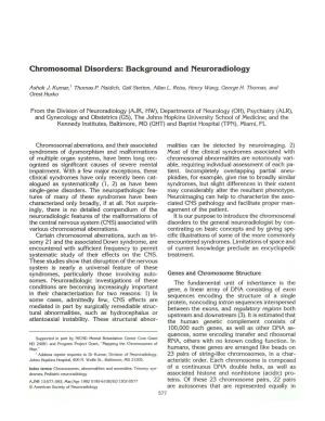 Chromosomal Disorders: Background and Neuroradiology