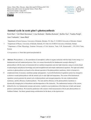 Annual Cycle in Scots Pine's Photosynthesis