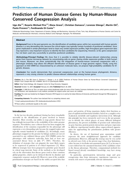 Prediction of Human Disease Genes by Human-Mouse Conserved Coexpression Analysis