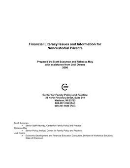 Financial Literacy Issues and Information for Noncustodial Parents