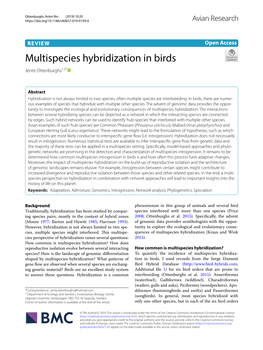 Multispecies Hybridization in Birds Jente Ottenburghs1,2*