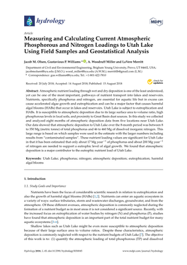 Measuring and Calculating Current Atmospheric Phosphorous and Nitrogen Loadings to Utah Lake Using Field Samples and Geostatistical Analysis