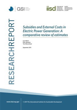 Subsidies and External Costs in Electric Power Generation: a Comparative Review of Estimates